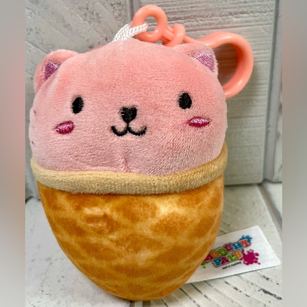 Smoochy Pals Plush Ice Cream Animal Clip Mini Stuffed Animal Keychain Bag Charm